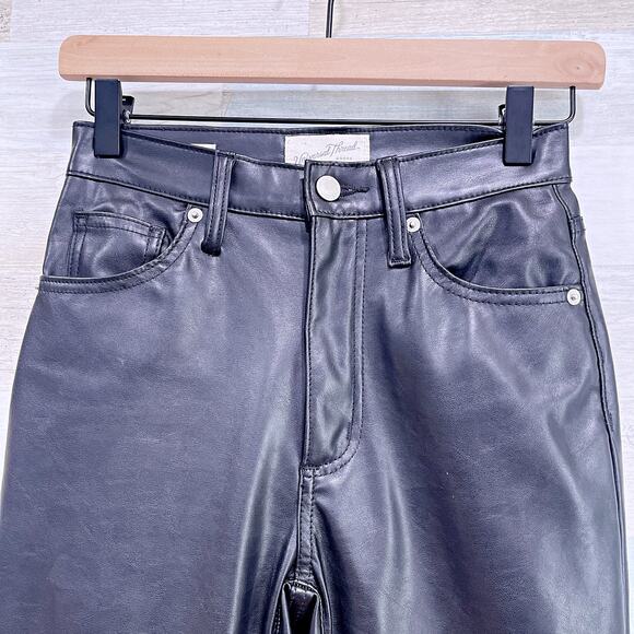 Universal Threads High Rise 90s Straight Leg Faux Leather Jeans Black Womens 00 - Picture 2 of 11